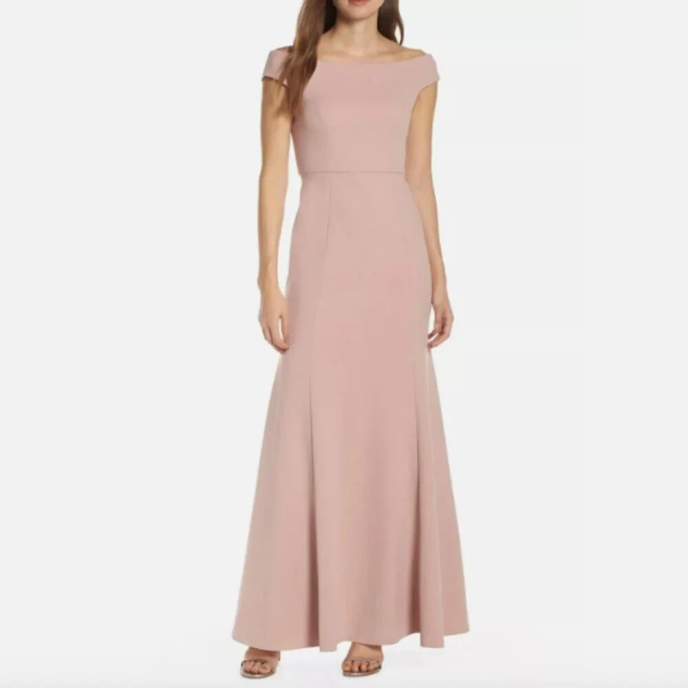 Jenny Yoo Dark Blush Larson Coquette Off The Shoulder Formal Maxi Dress Size 2